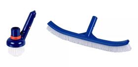 Escova De Canto Com Aspiração + Escova Curva P/ Piscinas