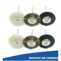 Escova De Cerdas P/micro Retifica Dremel - 6 Peças