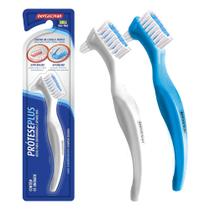 Escova de Dentaduras Aparelhos e Próteses Plus Denture Dura Cabeça Dupla Dentalclean