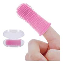 Escova De Dente 360 Pet Silicone Cuidado Bucal Com Estojo