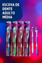 Escova De Dente Adulto Cerdas Média Capa Protetora Kit Pacote Com 12 unidades Higiene Bucal