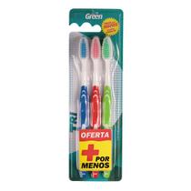 Escova de dente adulto com 3 tri macia - green