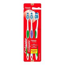 Escova de dente colgate classic clean com 3 unidades
