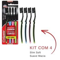 Escova de Dente Colgate Slim Soft Black com 4 Unidades Escova de Dente Colgate Slim Soft Black com 4 Unidades