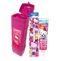 Escova de Dente e Gel Dental 50Gr e Porta Escova de Dente Conjunto Hello Kitty