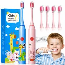 Escova de Dente Elétrica Infantil Ultrassônica Kids Formato Fofo Cerdas Suaves e Limpeza Divertida Escova de Dente Elétrica Infantil Ultrassônica Kids Formato Fofo Cerdas Suaves e Limpeza Divertida