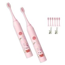 Escova de Dente Eletrica Kit 2 Unidades Infantil Recarregavel 6 Modos Higiene Bucal Profunda Limpeza Oral Lingua Gengiva