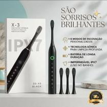 Escova de Dente Elétrica Recarregável Sonic IPX7 com 4 Cabeças