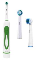 Escova de Dente Eletrica Rotativa Adulto Infantil com Refil Verde + 2 Refis