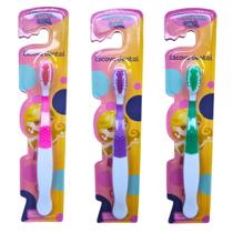 Escova de Dente Infantil Criança Discoteen Escovação Facil e Confortável Kit com 3un