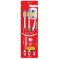 Escova De Dente Macia Colgate Classic Clean Com 3 Unidades Escova De Dente Macia Colgate Classic Clean Com 3 Unidades