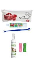 Escova de dente para cachorro com dedeira creme e spray bucal com estojo - Cat&Dog/ Petclean