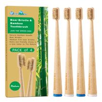 Escova de Dentes BlueForest Era com Cerdas de Javali de Bambu Pacote com 4 Escova de Dentes BlueForest Era com Cerdas de Javali de Bambu Pacote com 4