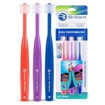 Escova de dentes Brilliant Oral Care Kids Soft Bristles, 5-9 anos, pacote com 3