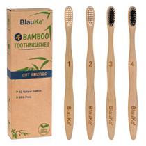 Escova de dentes de bambu BlauKe cerdas macias 4 unidades biodegradável Escova de dentes de bambu BlauKe cerdas macias 4 unidades biodegradável