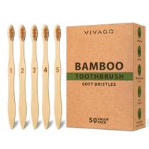 Escova de dentes de cerdas macias biodegradáveis de bambu VIVAGO (pacote com 50) Escova de dentes de cerdas macias biodegradáveis de bambu VIVAGO (pacote com 50)