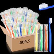 Escova de dentes descartável Ziliny 400 unidades de cerdas macias pré-coladas