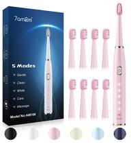 Escova de dentes elétrica 7AM2M Sonic para adultos/crianças com 8 escovas