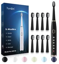 Escova de dentes elétrica 7AM2M Sonic para adultos/crianças com 8 escovas