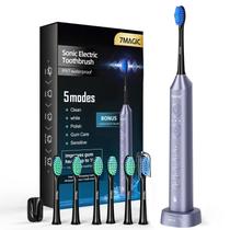Escova de Dentes Elétrica 7MAGIC Sonic - Recarregável com 5 Modos de Limpeza