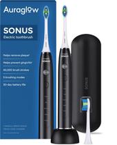 Escova de dentes elétrica AURAGLOW Sonus 5 modos de limpeza preta