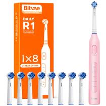 Escova de dentes elétrica Bitvae R1 giratória 5 modos 8 cabeças de escova Escova de dentes elétrica Bitvae R1 giratória 5 modos 8 cabeças de escova