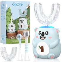 Escova de dentes elétrica infantil QDCYP em formato U, 6 modos, IPX7