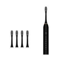 Escova de Dentes Elétrica Inteligente Com 4 Refis e 6 Funções Recarregável com USB Higiene Bucal Cerdas Macias Escova de Dentes Elétrica Inteligente Com 4 Refis e 6 Funções Recarregável com USB Higiene Bucal Cerdas Macias