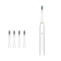 Escova de Dentes Elétrica Inteligente Com 4 Refis e 6 Funções Recarregável com USB Higiene Bucal