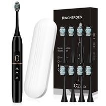 Escova de Dentes Elétrica Kingheroes C2PRO - 8 Cabeças de Escova e Estojo