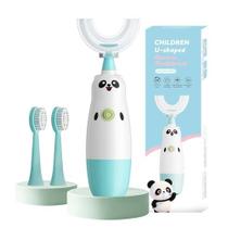 Escova de dentes elétrica Meqtomy Kids em forma de U com 2 cabeças de escova
