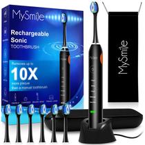 Escova de dentes elétrica MySmile Recarregável Sonic Black Adult