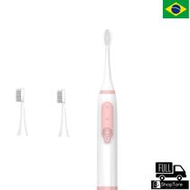 Escova de dentes elétrica para uso doméstico adulto não-recarregável branco com rosa Escova de dentes elétrica para uso doméstico adulto não-recarregável branco com rosa