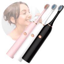 Escova De Dentes Elétrica Recarregável 6 Funções 3 Refil