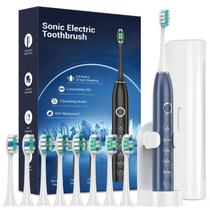 Escova de dentes elétrica Rtauys S5 IPX7 com 8 cabeças de escova azul