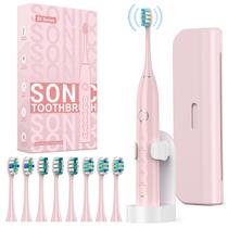 Escova de dentes elétrica Rtauys S5 Sweeping com 8 cabeças - rosa