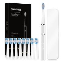 Escova de Dentes Elétrica SHAOJIER com 8 Cabeças e Estojo de Viagem