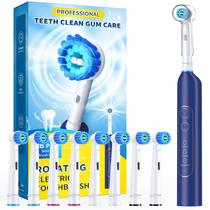 Escova de dentes elétrica TEETHEORY Rotating com 8 cabeças de escova azul Escova de dentes elétrica TEETHEORY Rotating com 8 cabeças de escova azul