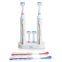 Escova de Dentes Elétrica Triple Bristle Duo com Estação de Carregamento Dupla Escova de Dentes Elétrica Triple Bristle Duo com Estação de Carregamento Dupla