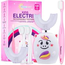 Escova de dentes elétrica Trueocity Kids em forma de U recarregável rosa