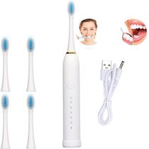 Escova De Dentes Elétrica Ultra-sônica Recarregável 4 Cabeça - KR Variedades