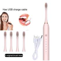Escova De Dentes Elétrica Ultra-sônica Recarregável 4 Cabeça
