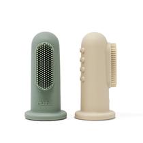 Escova de dentes Finger mushie Baby, pacote com 2 unidades Cambridge Blue/Shifting Sand Escova de dentes Finger mushie Baby, pacote com 2 unidades Cambridge Blue/Shifting Sand