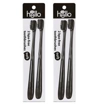 Escova de dentes hello Charcoal Soft com carvão ativado, pacote com 4