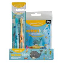 Escova de Dentes Infantil 2un Fio Dental Powerfloss com Brinde Gel Dental Kit Higiene Bucal Powerdent Escova de Dentes Infantil 2un Fio Dental Powerfloss com Brinde Gel Dental Kit Higiene Bucal Powerdent