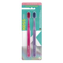 Escova de Dentes Kess Pro Extra Macia com 2 UN. 6580 Cerdas Macias Higiene Oral Bucal Cores Sortidas