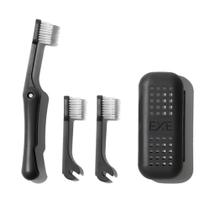Escova de dentes Minibox Folding Travel com 2 cabeças substituíveis preta Escova de dentes Minibox Folding Travel com 2 cabeças substituíveis preta