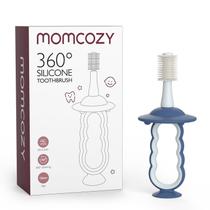 Escova de dentes Momcozy Baby 6-12 meses com limpador de língua azul