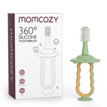 Escova de dentes Momcozy Baby Green de 6 a 12 meses com limpador de língua