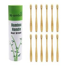 Escova de dentes N-amboo Boar Bristles Natural Bamboo, pacote com 12 Escova de dentes N-amboo Boar Bristles Natural Bamboo, pacote com 12